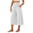 thumbnail image 2 of Bloomae Women's Wide Leg Palazzo Lounge Cropped Pants with Pockets Lightweight Loose Flowy Comfy Pajama Capri Pants Elastic Waist Workout Sweat Pants, 2 of 8