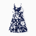 thumbnail image 2 of PatPat Family Matching Leaf Print Blue Short-sleeve Shirt or Sling Smocked Back Dress Set, 2 of 7