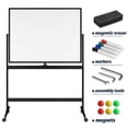 thumbnail image 6 of INNOVART Mobile Whiteboard 48” x 36”, 360° Reversible Double Sided Magnetic Dry Erase Board with Portable Rolling Stand on Wheels, Easel Standing Board with Black Aluminum Frame, 6 of 8