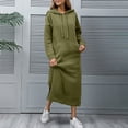 thumbnail image 4 of UKHCCC Women's Hoodie Dress Fleece Lined Long Sleeve Sweatshirt Dress Casual Oversized Long Maxi Dress with Kangaroo Pocket S-5XL, 4 of 8