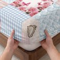 thumbnail image 3 of King Size Fitted Sheet Set - Pink Blue Patchwork 3 Piece Bedding Sets 16" Deep Pocket Fitted Sheet with 2 Pillowcases, Country Floral Farm Plaid Wooden Plank Brushed Microfiber Hotel Bed Sheets, 3 of 9