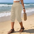 thumbnail image 6 of VBVC Women's Plus High Waisted Harem Capri Pants , Casual Summer Joggers For Women , Ladies' Lightweight Yoga Lounge Trousers with Pockets, Khaki , L-5XL, 6 of 9