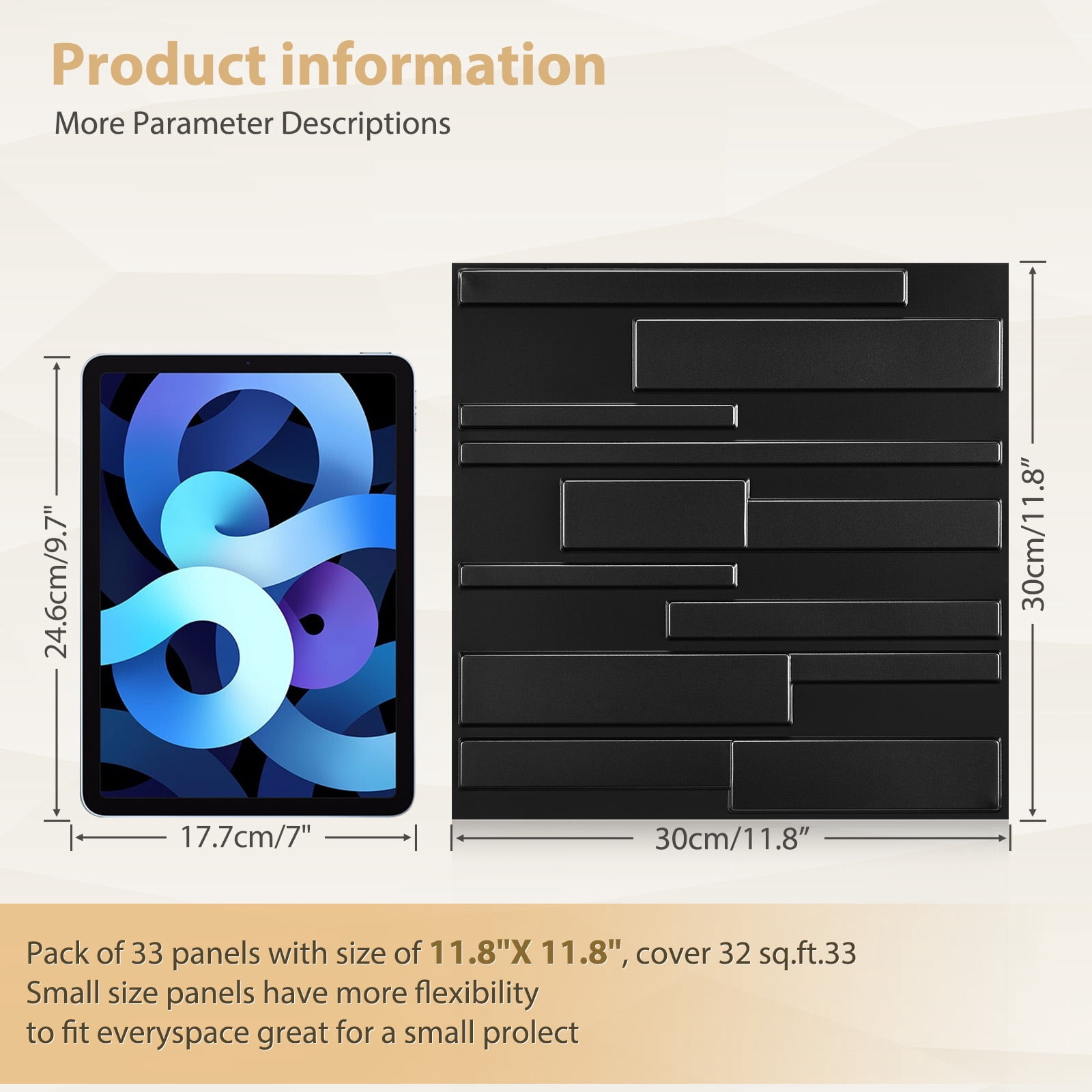 30Pack 3D Wall Panels for Interior Wall Dcor Black 11.8"*11.8" Covering Panels, PVC Textured 3D Wall Tile for Living Room, Bedroom DIY Interior Dcor