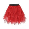 thumbnail image 2 of Hvobtty Girls' Mesh Short Skirts, Toddler Half Skirts, All-match Irregular Sequined Mesh Short Skirt for Middle and Large Children and Girls Red 5-6 Years, 2 of 4