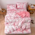 thumbnail image 4 of Juego de 3 uds de funda de edredón de poliéster veteado, funda de almohada, juego de cama EU AU King Size (rosa), 4 of 8
