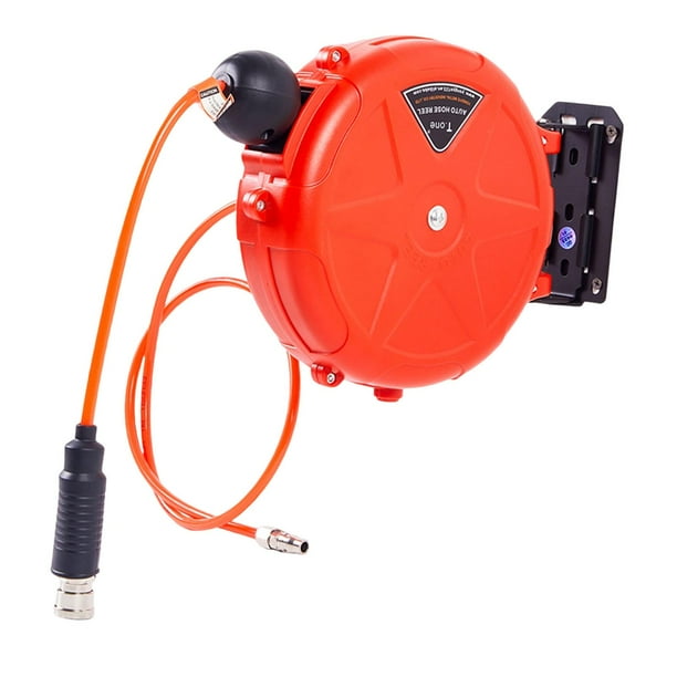 Carrete de manguera de aire retráctil automático, acoplador rápido de rebobinado automático, retracción lenta compacta, cerrado para lavado de coches