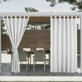 thumbnail image 2 of TOPCHANCES Outdoor Curtains for Patio, Waterproof Detachable Sticky Tab Top Solid Print Outside Curtain for Living Room, Bedroom, Porch, Pergola, Cabana, 52'' x 84'', 2 Panels, White, 2 of 12