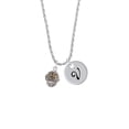 thumbnail image 2 of Delight Jewelry Goldtone Flower on Silvertone Hatched Background Spinner Silvertone Script Initial Disc - V - Charm Necklace, 20"+3", 2 of 4