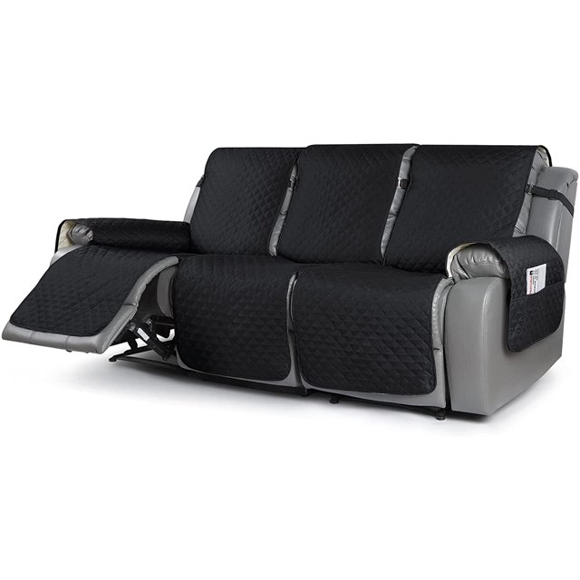 Housse de Sofa Inclinable, Housses de Canapé Inclinable, Housse de Canapé Inclinable à Mouvement Protecteur de Meuble avec Sangles Élastiques (3 Places Plus, Noir