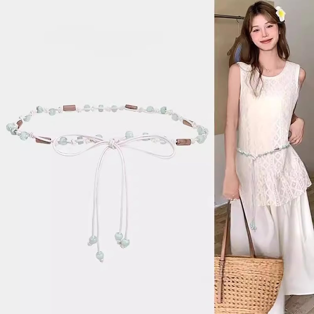 Boho Braided Waist Chain Belt Shell Flower Woven Belts with  display picture 3