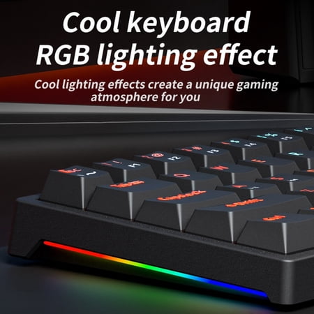 LOPNGLS MK61 USB Gaming Mechanical Keyboard 61 Keys Red Wired Detachable Cable RGB Backlit Hot Swappable
