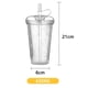 thumbnail image 4 of Vaso, vaso doble pajita, vaso para zumo de café, 420 ml con tapa y pajita, botella de agua reutilizable (gris), 4 of 5