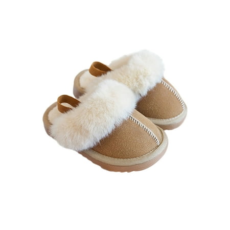

Fangasis Kids Slippers Faux Fur Fuzzy Slipper Fluffy Warm Shoes Unisex-Child House Shoe Indoor Breathable Plush Lined Clogs Slides Brown 11.5C