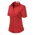 thumbnail image 2 of Doublju Women's Short Sleeve Slim Fit Button Down Dress Shirt (Plus Size Available), 2 of 5