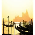 thumbnail image 3 of Venice Duvet Cover Set, Romantic Italian City at Sunrise Line of Gondolas Lagoon and Silhouette Image, Decorative 3 Piece Bedding Set with 2 Pillow Shams, Queen Size, Mustard and Black, by Ambesonne, 3 of 3