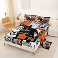 thumbnail image 2 of Castle Fairy Minimalist Soccer Collage King Sheets 4pcs, Sports Theme Bedding, Orange Black White,1 Fitted Sheet, 1 Flat Sheet and 2 Pillowcases, 2 of 6
