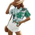 thumbnail image 6 of MOUSYA Hawaiian Shirts for Women Floral Leaves Printed Shirt Tropical Button Down Tops Summer Beach Blouse, 6 of 8