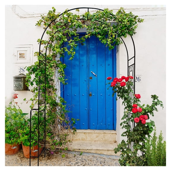 Metal Garden Arch W55'' x H94.5'' Garden Arbor Trellis Climbing Plants Support Rose Arch Outdoor Arch Black
