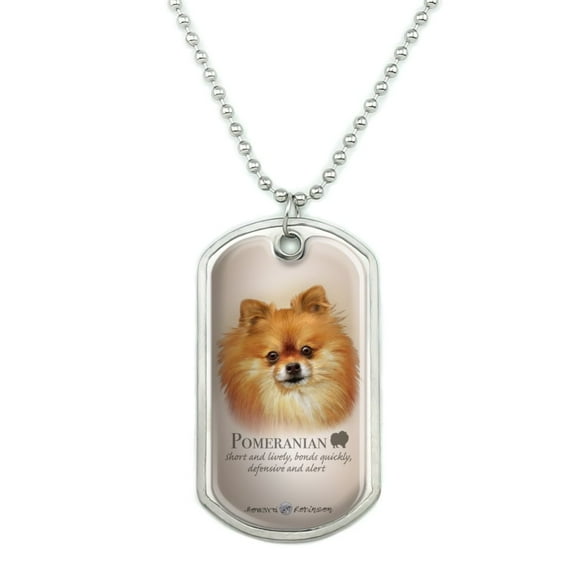 Pomeranian Dog Breed Military Dog Tag Pendant Necklace with Chain
