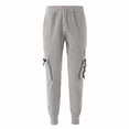 thumbnail image 4 of Kvture Mens Casual Cargo Joggers Drawstring Elastic Waist Tapered Work Cargo Pants Outdoor Hiking Pants with Pockets Gray XXXL, 4 of 7