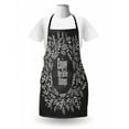 thumbnail image 3 of Enjoy the Little Things Apron, Blooming Wreath with Calligraphy on Greyscale Backdrop, Unisex Kitchen Bib with Adjustable Neck for Cooking Gardening, Adult Size, Charcoal Grey and White, by Ambesonne, 3 of 4