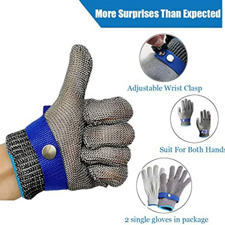 Stainless Steel Gloves Safety Work Glove Cut Resistant Metal Mesh Butcher  Glove Protection - Medium 