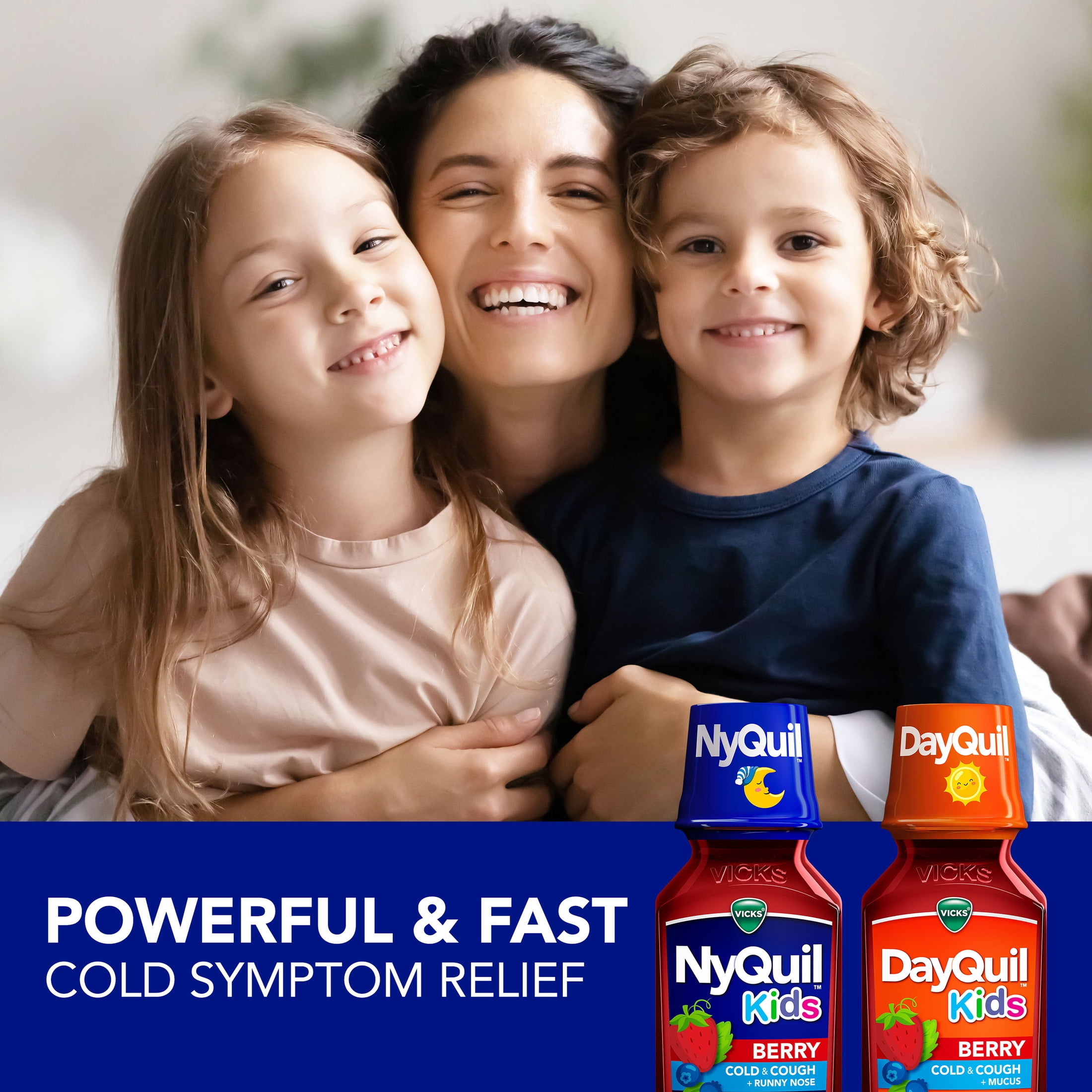 VICKS DayQuil and NyQuil Kids Cold & Cough Liquid, Cold Medicine for Children, Berry, 2x8 fl oz