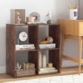 thumbnail image 2 of Costway 4-Cube Bookshelf, Modern Cubby Bookcase with Back Guardrail & Anti-tipping Kits Brown, 2 of 10