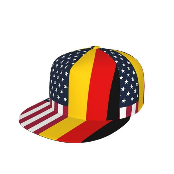 German America Flag Flat Brim Trucker Cap Adjustable Snapback Hat For Men Women