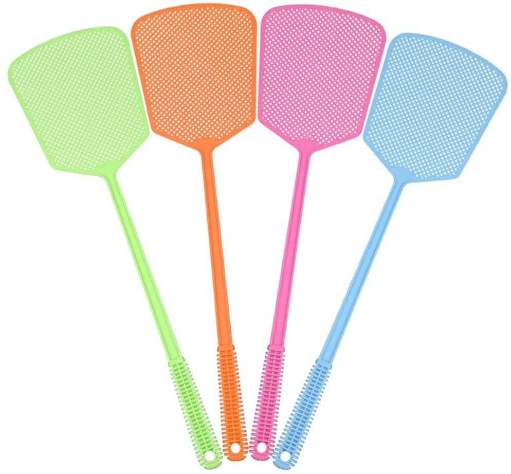 6 Pack Fly Swatter Manual Swat Pest Control Plastic & Long Handle Assorted USA 