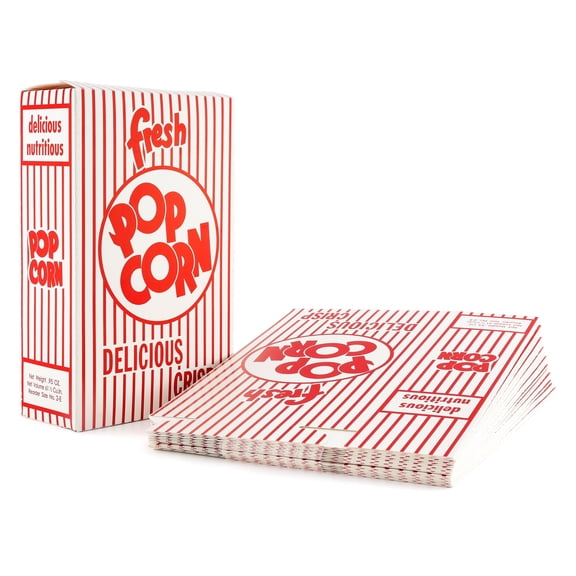 Snappy Red and White Striped Close Top Popcorn Boxes, 1 oz, 100 Count, Made