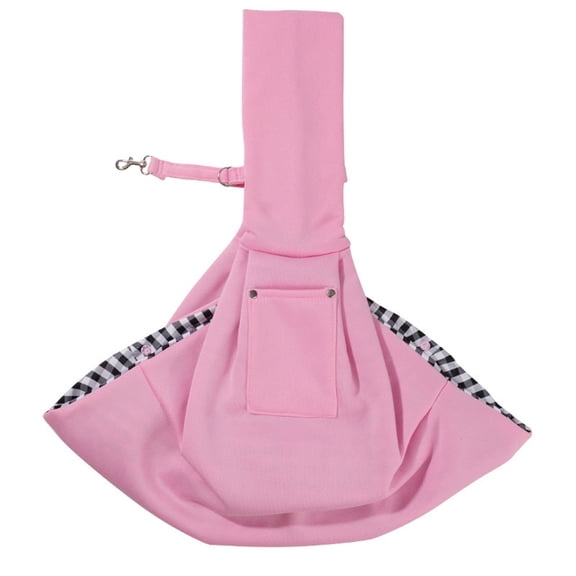 Dog Carrier Sling - Reversible Puppy Carrier Purse with Storage Pocket, Hand-Free Dog Sling Carrier for Carry Small Dogs and Cats, Travel Safety Harness, Dog and Cat Harness (Pink)