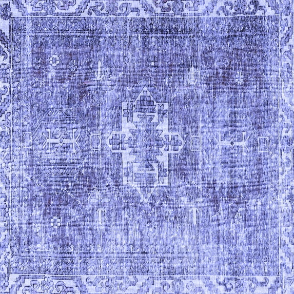 Ahgly Company Machine Washable Indoor Square Persian Blue Traditional Area Rugs, 8' Square