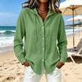 thumbnail image 4 of CFLVAEK Womens Sun Protection Hoodie Shirt Solid Color Long Sleeve Beach Vacation Blouse Casual Swimsuit Cover Up Tops Green XXL, 4 of 9