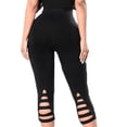 thumbnail image 4 of High Waisted Hollow Out Capri Leggings for Women Soft Slim Tummy Control Cropped Pants for Running Cycling Yoga Workout, 4 of 6