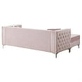 thumbnail image 4 of Paige 87 in. Pink Velvet L-Shape 3-Seater Sofa with 2-Throw Pillow, 4 of 5
