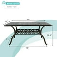 thumbnail image 4 of MEETWARM Outdoor 60" Rectangular Patio Dining Table, All Weather Cast Aluminum Large Patio Furniture Table Fits for 6-8 Person with 2" Umbrella Hole, Dark Bronze, 4 of 7