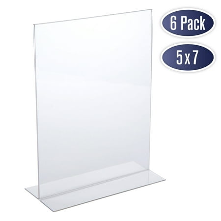 Double Sided Picture Frame 5x7 - Acrylic Clear Picture Frames for Photo Holder, Table Menu Stand, Portrait Style Ad Frames, Bottom Load Acrylic Display, Table Numbers for Wedding, Centerpiece (6 (Best Way To Display Wedding Photos)