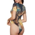 thumbnail image 2 of Vsdgher Sailing Dancing Dolphin Prinr Short Sleeve Body suit for Womens, Sexy Onesie One Piece Round Neck Bodysuit Shapewear Tummy Control-XX-Large, 2 of 7