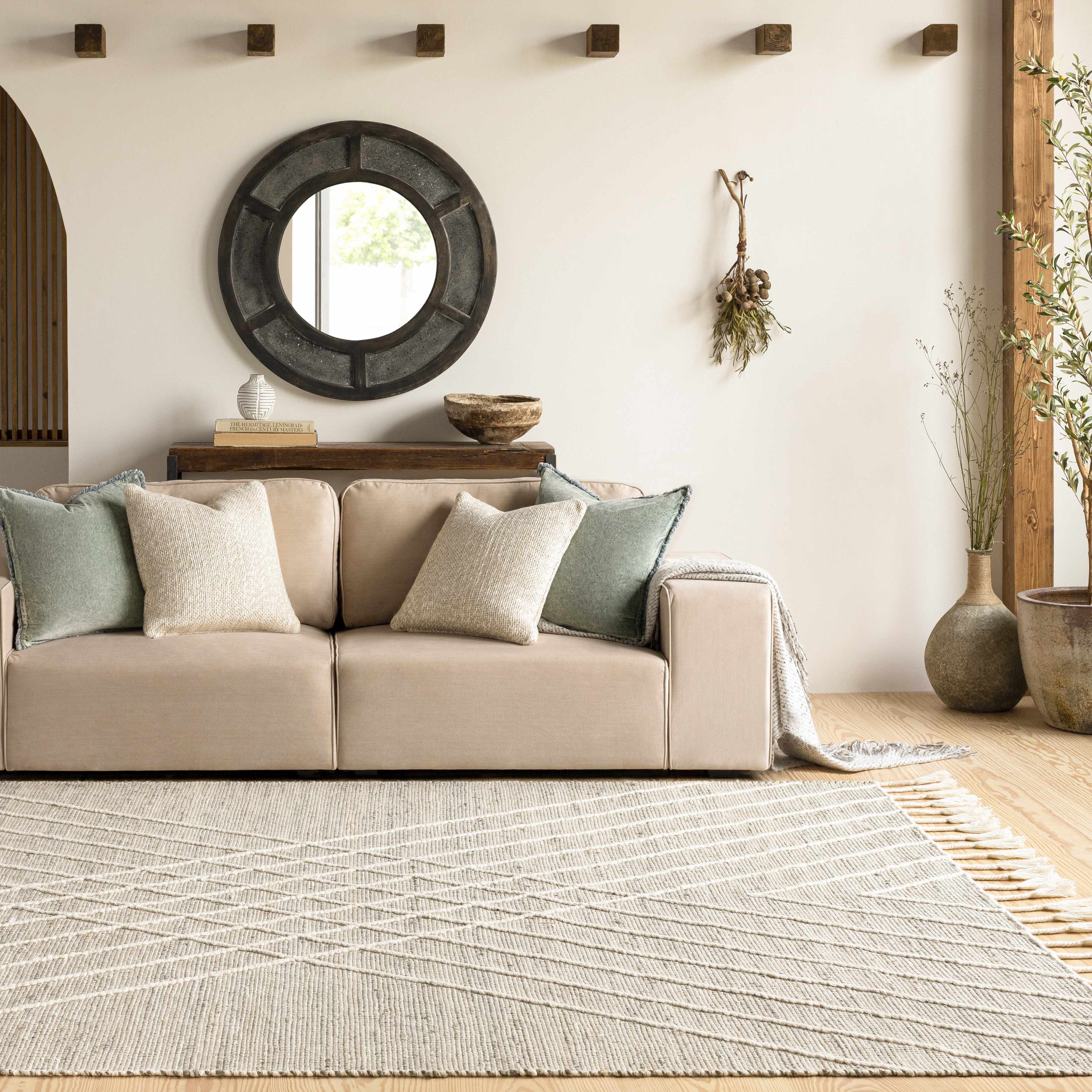 Hauteloom Marbletown Jute Living Room, Bedroom Area Rug - Bohemian, Transitional - Sage, DustySage, Lightbrown - 2' x 3'
