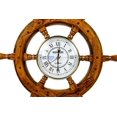 thumbnail image 3 of Nagina International Nautical Handcrafted Wooden Premium Wall Decor Wooden Clock Ship Wheels | Pirate's Accent | Maritime Decorative Time's Clock (30 Inches, Clock Size - 6 Inches), 3 of 6