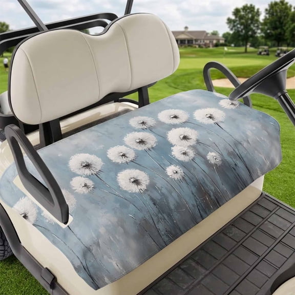 Golf Cart Seat Covers for 2 Seater,White Dandelion Microfiber Cart Seat Towel Blanket,Blue Oil Painting Retro Modern Art Absorbent Breathable Non Slip Bench Seats Protector for Golf Course 51"x31"
