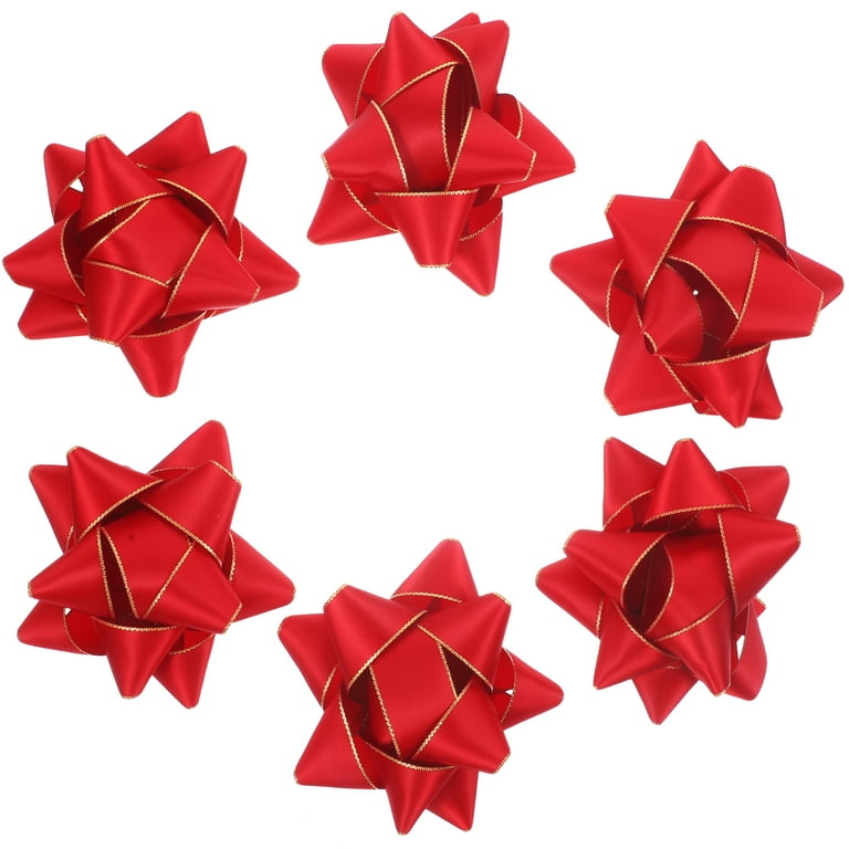 6pcs Christmas Red Gift Bow Presents Wreaths Wrapping Gift Wrap Decoration  