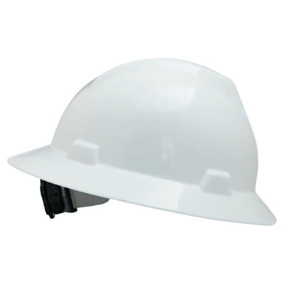 WHITE V-GARD HAT W/RATCHSLOTTED