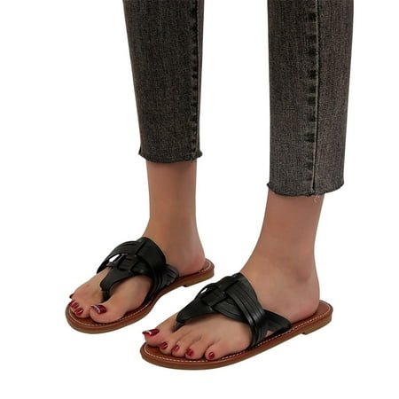 

YanHoo Clearance Thong Flip Flop Sandal Women Girls Dressy Ankle Strap Flat Sandals Casual Summer Fisherman Strappy Open Toe Slides Sandal