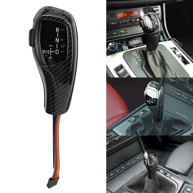 Gear Lever, Professional LHD High Strength Rugged Comfortable Hand Feeling Stable Gear Knob For Car Modification Electrosilvering,Glossy Black,Carbon Fiber Texture