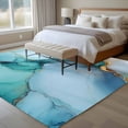 thumbnail image 5 of 5x7 Washable Area Rug, Marble Texture Non-Slip Large Rectangle Rug for Living Room Bedroom, Blue Green Gold Abstract Wave Modern Style Indoor Floor Mat for Home Decor, 5 of 9