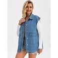 thumbnail image 2 of DARING DIVA Women's Button Down Oversized Sleeveless Utility Jean Jacket 2XL Blue, 2 of 7