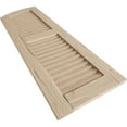 thumbnail image 6 of Ekena Millwork 18"W x 26"H (20" Low Side) Timberthane Hand Hewn Two Equal Louver w/Elliptical Top Faux Wood Shutters (Per Pair), Primed Tan, 6 of 6
