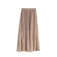 thumbnail image 2 of Maoxin Skirts for Women Women's Summer New High Waist Cool And Comfortable line Skirt Large Size Temperament Elastic Waist Mid Length Skirt ,Beige,Free Size, 2 of 5